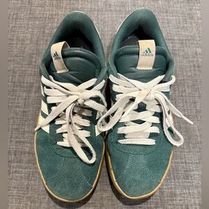 Adidas Green and White Suede Sneakers